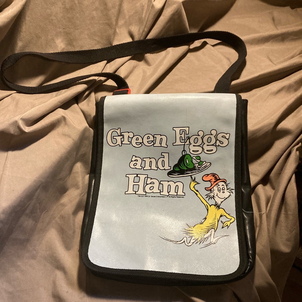 Dr. Seuss Green Eggs and Ham Black Shoulder Bag